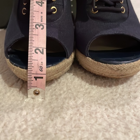 Gently worn Navy Wedge Heeled Open Toe Espadrilles by MRKT. Sz8 - Picture 4 of 8